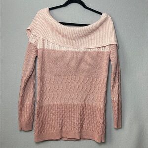 Soho NYC & Co. Pink Metallic ombré Sweater Cozycore Cottagecore Sz L